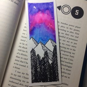 - Galaxy Mountains Hand Painted Bookmark